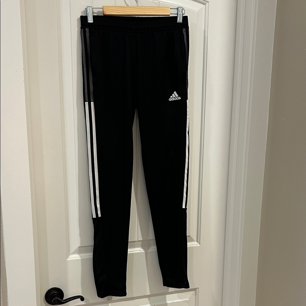 Adidas Women’s Black Joggers with White Stripes